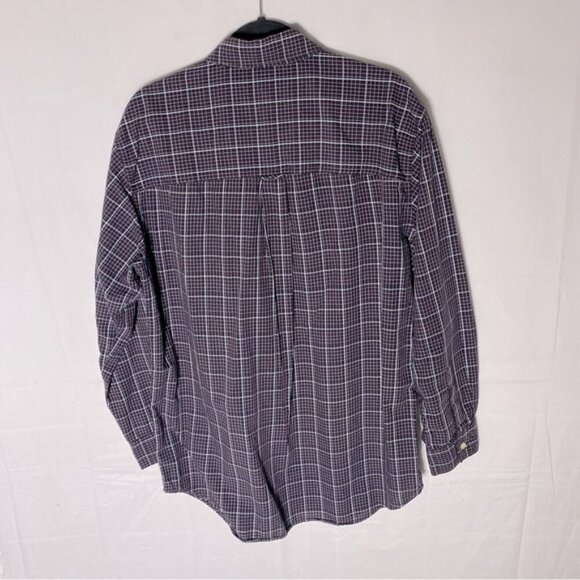 Chaps Purple Black White Plaid Long Sleeve Casual Button Up Shirt M - Picture 10 of 11